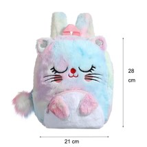 Cute Kitty Soft Backpack For Girl Plush Preshool Bag  Cat Schoolbag Winter Kider - £135.48 GBP