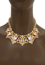 Vintage Inspired Elegant Necklace Earring Set Clear AB Crystals Tiny Faux Pearls - $34.20