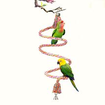 SunGrow Rope Perch for Parrots, 59” Long, Bungee Bird Toy, Brightly Colo... - $12.86