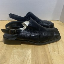 Giorgio V Men Leather Sandals Size 12 D Style 051658 Styled In Italy Black - $37.26