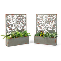 Set of 2 Decorative Raised Garden Bed with Trellises-Rust - Color: Rust - $161.97