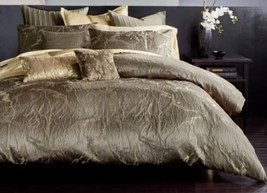 Donna Karan Sanctuary Collection 2pc Euro Pillow Shams Set MINK/GOLD Bnip - $172.94