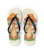 Mushroom Design Colorful Intricate Trendy Flip Flops - £23.94 GBP