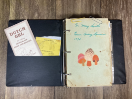 Lot Vintage Recipes Handwritten / Clipped Old 3 Ring Binder W Pockets 1970s - £45.81 GBP