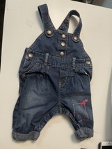 OshKosh B’Gosh Toddler Girls Denim Overalls With Embroidery Size 3 Month - £10.38 GBP