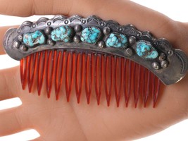 Vintage Navajo Sterling and turquoise hair piece we - £178.48 GBP