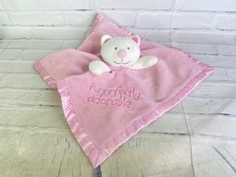 Wishes &amp; Kisses Purrrfectly Adorable Kitty Cat Lovey Security Blanket Pink White - £16.35 GBP