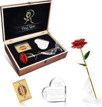 Birthday Rose Gifts for Mom, Forever 24K Gold Dipped Real Preserved Rose Flower - £27.17 GBP