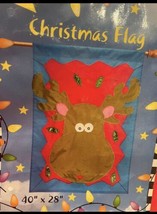 Christmas Treasures vintage Christmas Moose flag 40” x 28” New Old Stock - £13.80 GBP