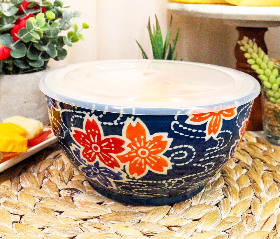 Ebros Set of 2 Ceramic Blue Cherry Blossoms Portion Meal Bowls 5 Cups - $39.99