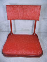 Vintage Portable Toddler Booster Seat Red Vinyl Folding Child Chair Meta... - $16.78