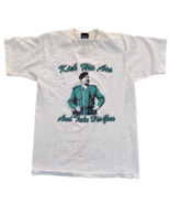 Vintage Mens sz M Saddam Hussein T Shirt Kick His Ass and Take His Gas RARE - $81.07 CAD