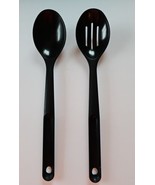 Vintage Tupperware Black Kitchen Utensil Set of 2 Serving Spoons 1819 1815 - £23.35 GBP