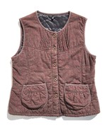 quilted vest women size L button up brown red ditsy floral cottage core ... - $11.99