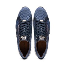 Hand-painted genuine Snake and calfskin Sneaker Shoes Verona Navy image 5