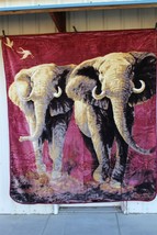 Elephant Elephants Not Enough Gun Bird Queen Size Blanket - £53.00 GBP