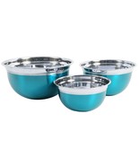 Oster Rosamond 3 Piece Stainless Steel Round Mixing Bowls in Turquoise - $113.31 CAD