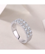 Luxury 18K 925 Sterling Silver Full Moissanite Layered Gemstone Ring (Si... - $151.99