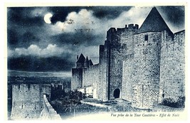 Cité de CARCASSONNE - Vue prise de la Tour Cautières - Effet de nuit Postcard - £7.70 GBP