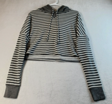 Altar&#39;d State Intimates Hoodie Women Size XS Gray White Striped Knit Long Sleeve - £15.05 GBP