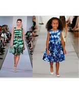 $790 OSCAR DE LA RENTA GIRLS BLUE GINGHAM FLORAL PARTY RUNWAY DRESS 6Y - $461.50 CAD