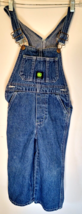 John Deere Denim Bibbed Overalls 4T Toddler Kids Childs Farm Blue Logo - $16.00