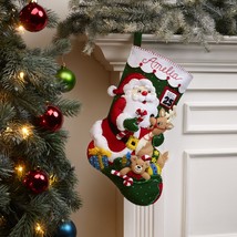 Bucilla Felt Stocking Applique Kit 18&quot; Long-Santa And Friends - $34.57