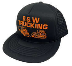 Vintage R &amp; W Trucking Hat Cap Snap Back Black Mesh Trucker Capital One Size - £15.91 GBP