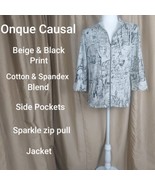 Onque Causal Beige &amp; Black Print Zip Jacket Size PS - $14.00