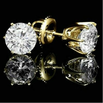1.00CT Yellow Gold Plated Silver Cubic Zirconia Solitaire Stud Earrings 5mm - £16.98 GBP