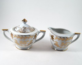 Lefton China 50th Anniversary Cream &amp; Sugar Set Hand Painted Japan Vintage - £15.92 GBP