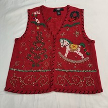 Segue Ugly Christmas Vest Size M Rocking Horse Beaded - $729.22 MXN