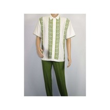 Men Silversilk 2pc walking leisure Matching Suit Italian woven knits 51011 Green image 2