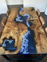 Resin Blue Ocean Center Conference Table Acacia Wood Handmade Designer Interior - £432.51 GBP+
