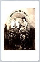 Ghost Town Or Bust Knotts Berry Farm CA Covered Wagon Couple RPPC Postcard - £11.79 GBP