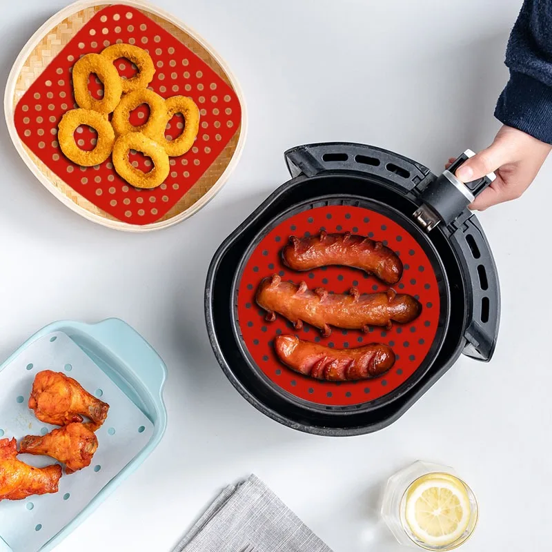 House Home 1PC Reusable Square Round Air Fryer Silicone Non-stick Durable Pad Sc - £19.75 GBP