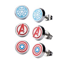 Avengers Captain America and Iron Man Stud Earring 3-pack Silver - £20.46 GBP