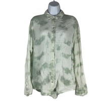 BeachLunchLounge Women&#39;s Tie Dyed Button Down Shirt Size L Green - £13.82 GBP