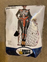 Large Day of the Dead Womens Halloween Rosas Party king 1X - £29.62 GBP