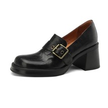 Sheepskin Buckle Loafers Slip On Spring Autum Vintage Pumps Round Toe Shoes Woma - £98.76 GBP