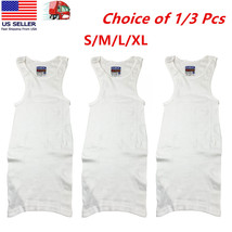 1/3 Pcs Mens Tank Top Square Cut Stretch Athletic A Shirt 100% Cotton S/... - $6.43+