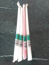 Robert Alan Lot of 4 Vtg Taper Pillar Candles Pink White Unused 12&quot; Hong Kong - £11.07 GBP