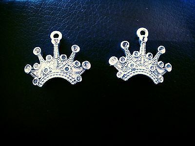 10 Crown Charms Silver Queen Pendants Crown Jewelry Findings Royalty Pri... - $2.90