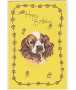 Vintage Birthday Card Cocker Spaniel Dog Yellow Embossed Sincere Regards - £6.30 GBP