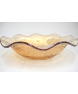 Jeannette Floragold Louisa Iridescent Bowl 9.5&quot; Ruffled Amber Flower Vines - £11.15 GBP