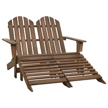 2-Seater Garden Adirondack Chair&amp;Ottoman Fir Wood Brown - £78.96 GBP