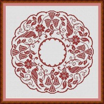 Vintage Birds Monochrome Circular Design Motif Cross Stitch PDF Pattern - £5.18 GBP