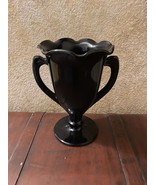 L. E. Smith Glass Black Amethyst Loving Cup Trophy Vase 2 Handled Urn VT... - $18.76 CAD