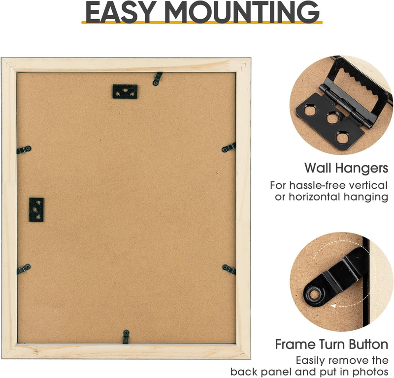 , 11X14 Wooden Picture Frame - Mat for 8X10 Photos - Real Glass Item image 6