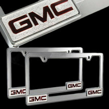 Brand New 2PCS GMC Sierra Denali Yukon Chrome Metal License Plate Frame Official - $50.00